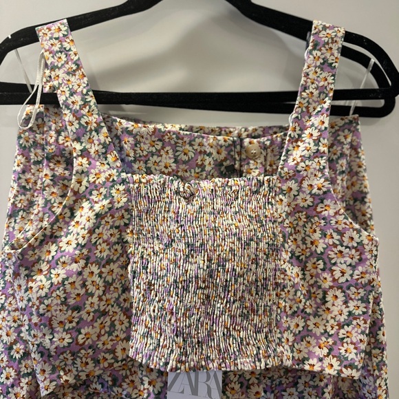 Zara Lavender Floral Midi Skirt and Crop Top Set NWT - Picture 6 of 8